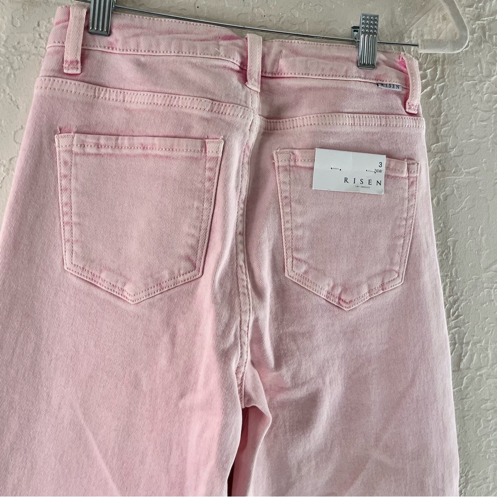 Risen High Rise Acid Pink Tummy Control Wide Leg Jeans - Picture 9 of 13